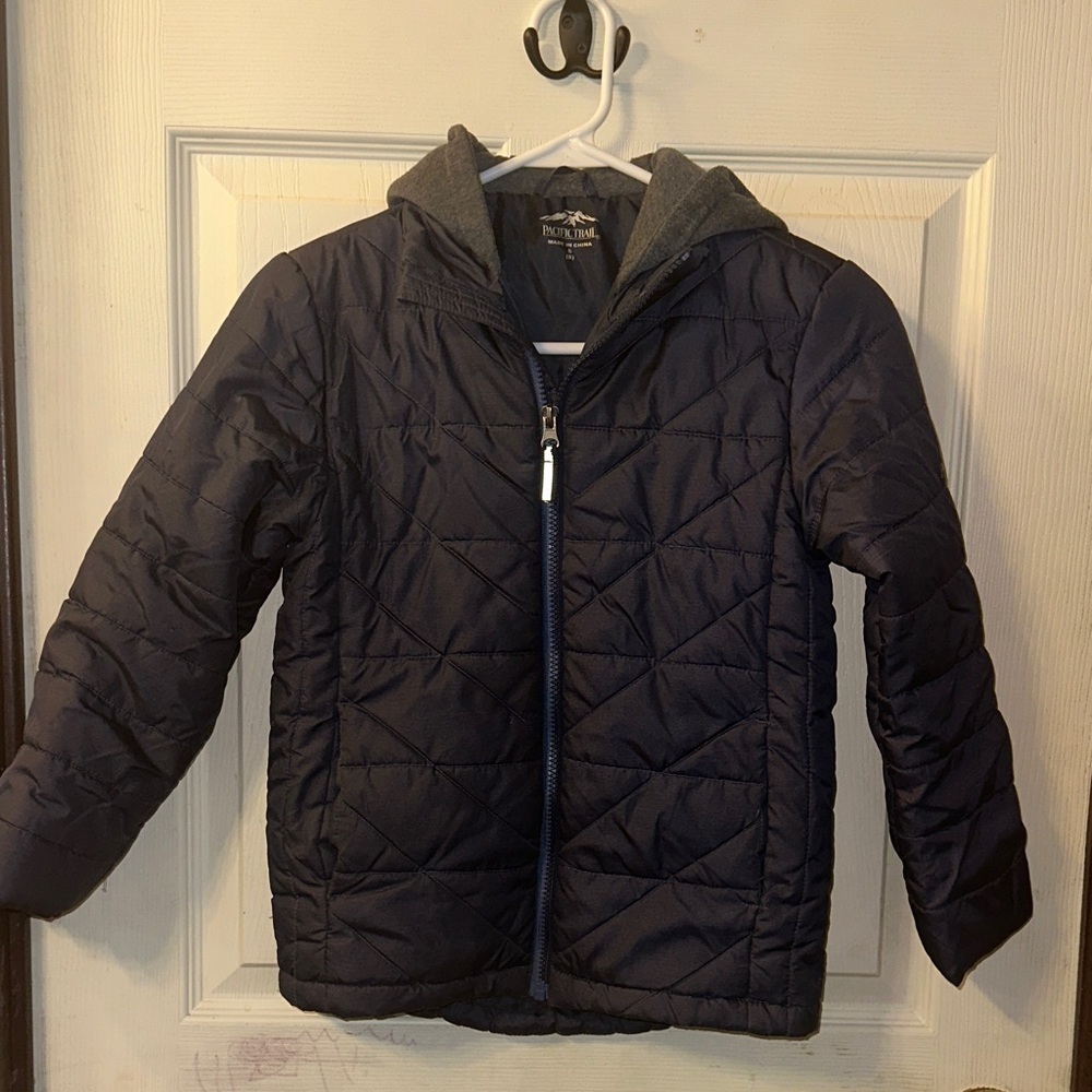 Pacific Trail Kids Small (8) Navy Jacket with Hood Puffer Quilted Lined